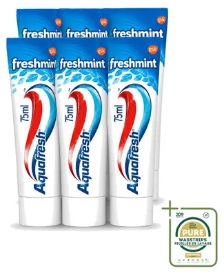 Zdjęcie produktu dla 6 sztuk pasty do zębów Aquafresh 3 w 1, smak Freshmint - 75 ml - zestaw ekonomiczny