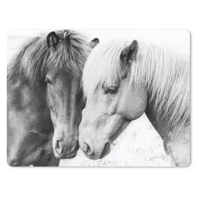 Produktbild von MuchoWow® Mauspad Mousepad Pferde - Tiere - Schwarz und weiß - Natur 23x19 cm - Mousepads - Maus Mat - Pad - Mausunterlage - Schreibtischunterlage - Mauspad