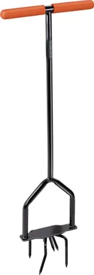 Obrázok produktu pre Záhradná motyčka BLACK+DECKER s račňou, otočná hlava, ergonomická rukoväť, kultivácia a odstraňovanie buriny, čierna/oranžová