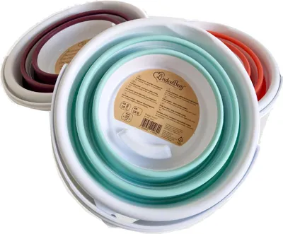 Image de Linden Berg 1070 Linden Berg Seau pliable, rond, 10 litres, bleu pétrole/blanc