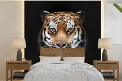 Produktbild von MuchoWow® Fototapete für Wohnzimmer oder Schlafzimmer Wandtapete Vinyl Motivtapete Tiger - Porträt - Tier - 280x280 cm - Hintergrundbild