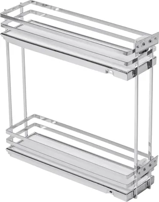Produktbild von GTV - Küchen Organizer MOVIXPRO | Cargo-Ausstattung | Ausziehbaren Regalsystem | Außenbreite 200 mm | 2 Fachböden | Ohne Schienen | Chrom, matt weiß