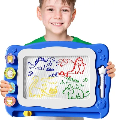 Immagine prodotto di Lavagna magnetica grande, giocattolo per bambini dai 3 ai 7 anni, lavagna da disegno cancellabile con 4 colori, giocattolo educativo