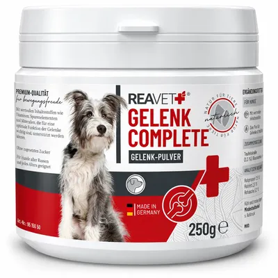 Produktbild von REAVET Gelenk Complete Gelenkpulver für Hunde - Naturprodukt mit Grünlippmuschel Hund, Teufelskralle, Lachs-Mehl  für ausgewachsene und Senioren-Hunde
