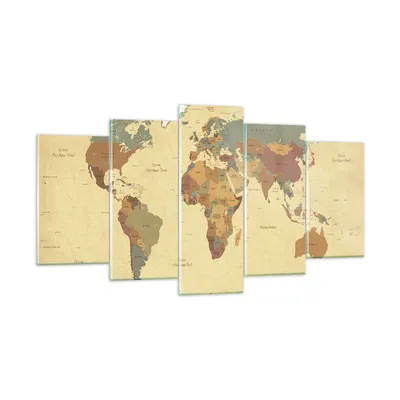 Produktbild von Bilder auf glas - Karte Welt Land - 160x85cm - Glasbilder - Wandbilder - Kunstdruck - zum Aufhängen bereit - Wanddekoration aus Glas - Glas Bilder - Wandbild auf Glas - 5 Teile - GEA160x85-3861