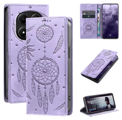 Produktbild von Handyhülle für Xiaomi Redmi Note 15 Pro 5G RFID Schutz Klapphülle Case Cover Blumen Design Traumfänger Schutzhülle Farbe: Violett