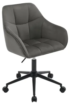 Produktbild von Bürostuhl - Chefsessel - Samtbezug - Höhenverstellbar - Drehbar - Armlehnen - Rollen - Dunkelgrau