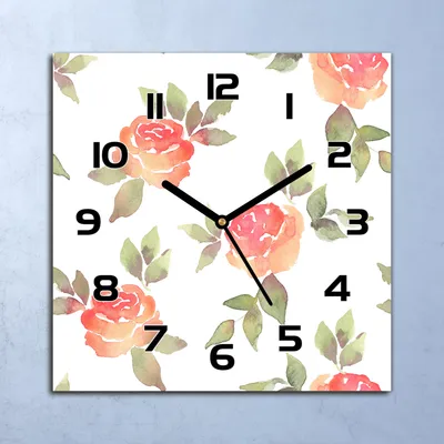 Produktbild von Wanduhr Echt-Glas-Küchenuhr Vintage Roses Blumen Quarz 30x30 Deko Bilder