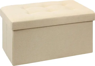 Obrázek produktu pro Skládací lněný puf s úložným prostorem, šedý, 76 x 38 x 38 cm