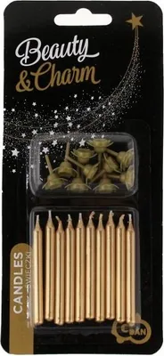 Obrázek produktu pro Narozeninové svíčky zlaté 5cm 10 kusů (Párty - Svíčky)