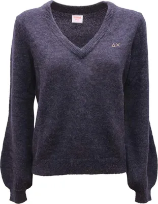 Zdjęcie produktu dla 2082Az Maglione Donna Sun 68 Damski Sweter Z Mieszanki Wełny Z Dekoltem W Szpic