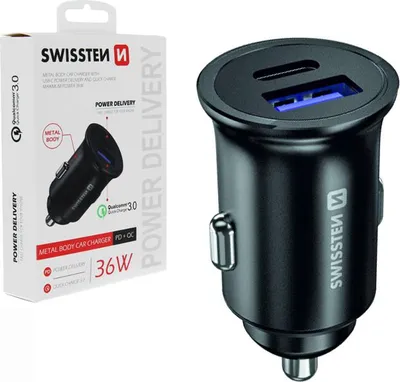Obrázok produktu pre Swissten cl adaptér power delivery usb-c + quick charge 3.0 36w metal čierny