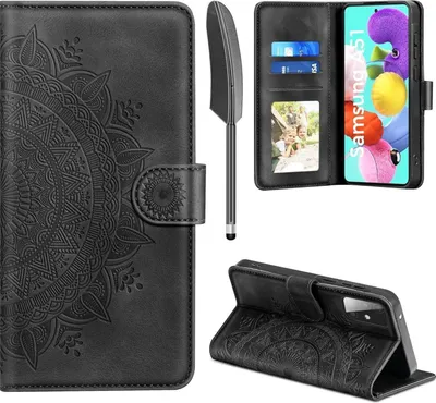 Produktbild von Schwarze Kunstlederhülle Samsung Galaxy A51 Wallet Case Magnet Standfunktion