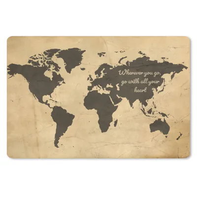 Produktbild von MuchoWow® Mauspad Mousepad Weltkarte - Vintage - Zitat 27x18 cm - Mousepads - Maus Mat - Pad - Mausunterlage - Büroartikel - Desk Matten