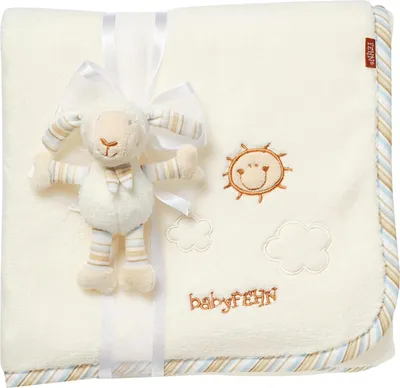 Produktbild von Fehn Kuscheldecke Schaf - Kuschelige Schmusedecke als Babydecke Schmusetuch & Krabbeldecke für Kinderwagen und Babyschale ideales Schnuffeltuch