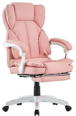 Produktbild von Schreibtischstuhl Bürostuhl Gamingstuhl Racing Chair Chefsessel mit Fußstütze,Farbe:Rosa - Weiß