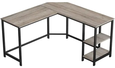 Immagine prodotto di Scrivania - Tavolo da lavoro - Scrivania da ufficio - Grigio/Nero - 138 x 138 x 75 cm