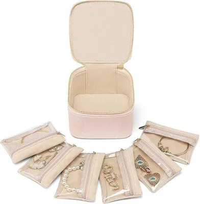 Produktbild von Famanu Schmuckbox für Reisen - Schmuckorganizer für Damen mit 6 Fächern