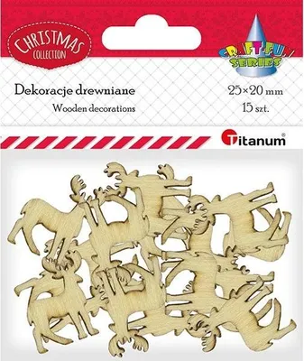Image de Renne en bois 20x25mm naturel 15pcs. Noël