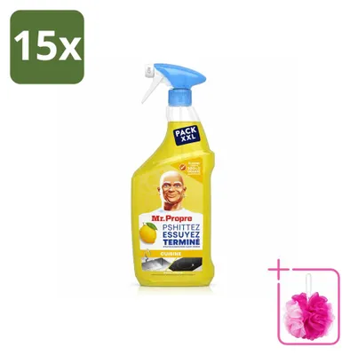Produktbild von 15 x Mr. Proper Flash Reiniger Spray - Allesreiniger und Entfetter - Zitrone - 800 ml - Sparpackung - 15 Stücke