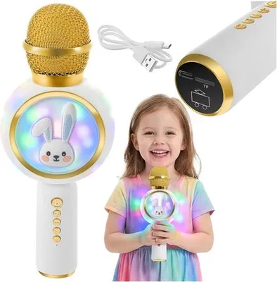 Obrázok produktu pre Bezdrôtový Bluetooth karaoke mikrofón pre deti, biely