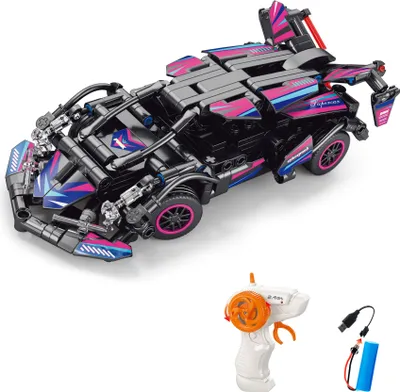 Obrázek produktu pro WIKY Stavebnice Auto růžové RC na dálkové ovládání 19 cm 323 dílků