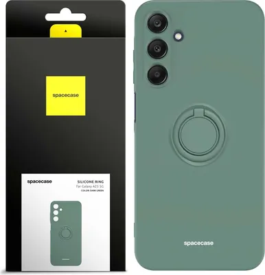 Image de Coque en silicone SPACECASE Coque en silicone avec anneau pour Galaxy A25 5G Vert