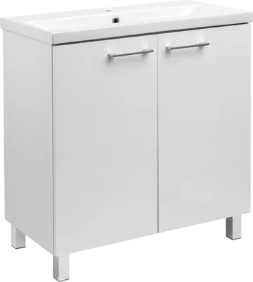 Zdjęcie produktu dla Szafka łazienkowa z umywalką stojąca pod umywalkę biała połysk 80 cm