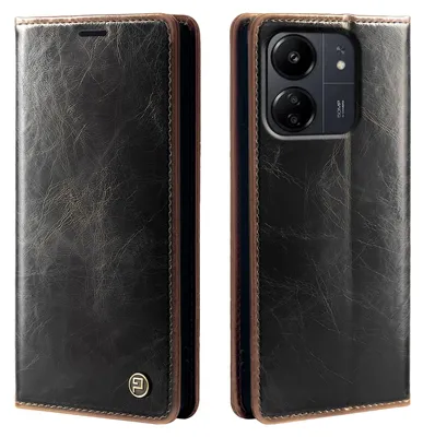 Produktbild von Handyhülle für Xiaomi Redmi 13C Kunstleder Klapphülle Vintage Cover Hülle RFID Schutz Case Kartenfach Farbe: Dunkelbraun