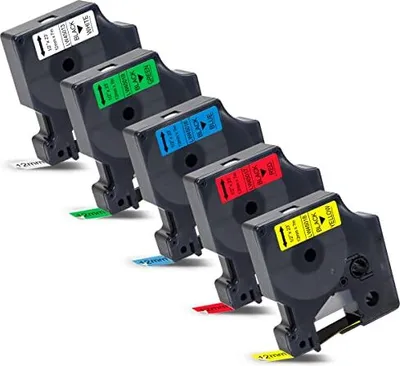Produktbild von 5x Labelwell 12mm x7M Multikolen kompatibler Dymo D1 45013 45016 45017 45018 45019 Label -Banddrucker Dymo LabelManager LabelPoint 100 150 160 210d
