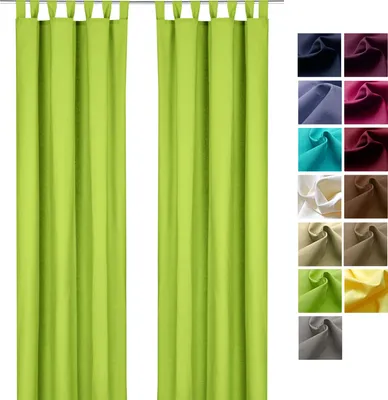 Produktbild von heimtexland ® Dekoschal Baumwolle Uni Gardine Kräuselband Schlaufen Vorhang Blickdicht Natur  Typ625 Schlaufenschal HxB 160x125 cm Kiwi