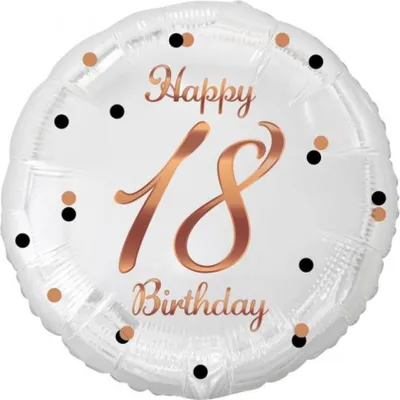 Immagine prodotto di Palloncino Happy Birthday 18 in foil, bianco, 1 pz