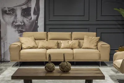 Image de Crème Canapé Trois places Coussin Meubles Salon Canapé Coussin