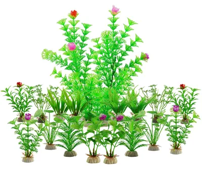 Productafbeelding van Kunstmatige Aquariumplanten Set van 17 Stuks - Groen Terrarium Decoratie