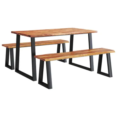 Produktbild von vidaXL 3-tlg. Essgruppe Baumkante Massivholz Akazie
