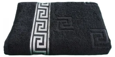 Produktbild von Medusa Badetuch 100x150 cm - Schwarz / Silber  - Jacquard Webung / feinste Ringgarn Baumwolle / Hochflor Frottee mit Medusa Flachprägung und silberner Medusa Bordüre