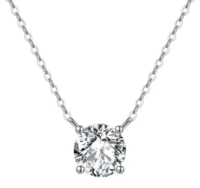 Produktbild von Suzan Gold® Halskette aus 925 Silber für Damen mit brillantgeschliffenem Premium-Kristall | Feine Gliederkette Lumoria im eleganten Solitär-Design | Wasserfest & | Geschenk für Frauen