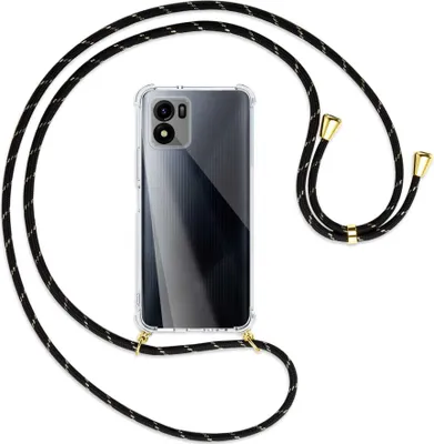 Produktbild von Handykette Backcover-Schutzhülle mit Band (Metall goldfarben) für vivo Y01, vivo Y15s (V2120, 6.51'') - schwarz/gold