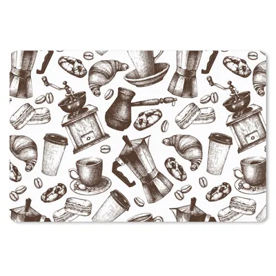 Produktbild von MuchoWow® Mauspad Mousepad Kaffee - Croissant - Muster 27x18 cm - Mousepads - Maus Mat - Pad - Mausunterlage - Büroartikel - Desk Matten