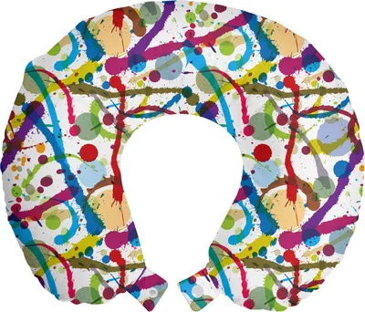 Produktbild von ABAKUHAUS Grunge Reisekissen Nackenstütze, Bunte Splash, Schaumstoff Reiseartikel für Flugzeug und Auto, 30x30 cm, Mehrfarbig