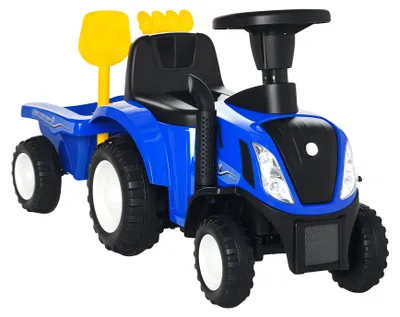 Imagen del producto de Tractor con pedales, remolque desmontable, funciones divertidas, color azul