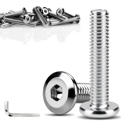 Imagen del producto de Tornillos planos M8 x 20 mm, 30 unidades, con cabeza hexagonal interior, para muebles