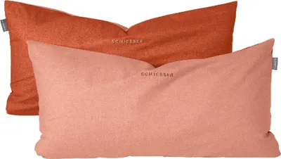 Produktbild von Schiesser Kissenhüllenset Doubleface | 2-teilig | Zweifarbig | Renforcé | 100% Baumwolle | Reißverschluss | 40x80cm | Terrakotta
