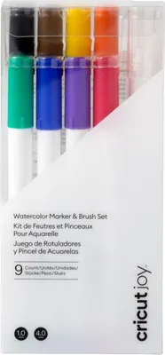 Immagine prodotto di Matite acquerellabili e pennelli Cricut Joy™, set di 9 matite verde, blu, viola, rosso, nero, marrone, giallo, arancione (2009978)