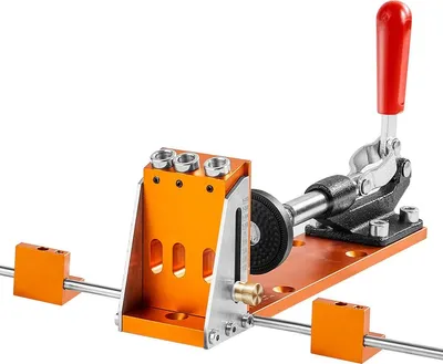 Produktbild von Taschenloch-Vorrichtungsset, 34-teiliges Taschenloch-Vorrichtungssystem mit 11-Zoll-C-Klemme,  Befestigungsvorrichtung, Stufenbohrern, Schraubenschlüsseln, Bohranschlagringen, Vierkantbits, Werkzeugkasten, für DIY-Tischlerprojekte, verstellbar