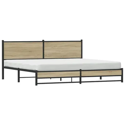 Immagine prodotto di vidaXL Letto in metallo senza materasso rovere Sonoma 200x200 cm