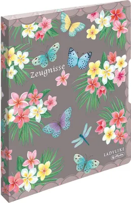 Produktbild von Herlitz Zeugnismappe mit 10 Hüllen und Gravur "Zeugnisse" / LadyLike Butterflies