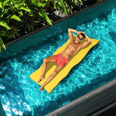 Produktbild von GOPLUS 220x90cm Schwimmender Teppich XPE, Wasserhängematte mit 3 Schichten, Wasserliege für Sonnenbaden, Wassersport, auf Pools, bis zu 100kg