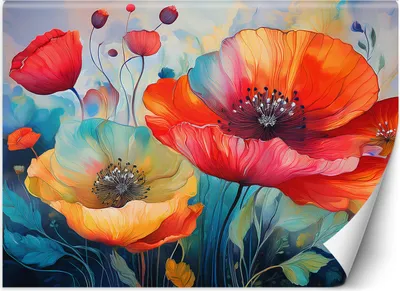 Produktbild von Vlies fototapete Blumen Mohnblumen Abstrakt 400x280 cm Feeby Bunt inkl. Kleber einfache Montage