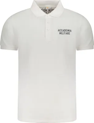 Produktbild von Herren Kurzarm-Poloshirt Weiß: Akademie Stil mit Druck und Kontrast